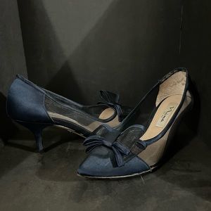 Navy blue kitten heels